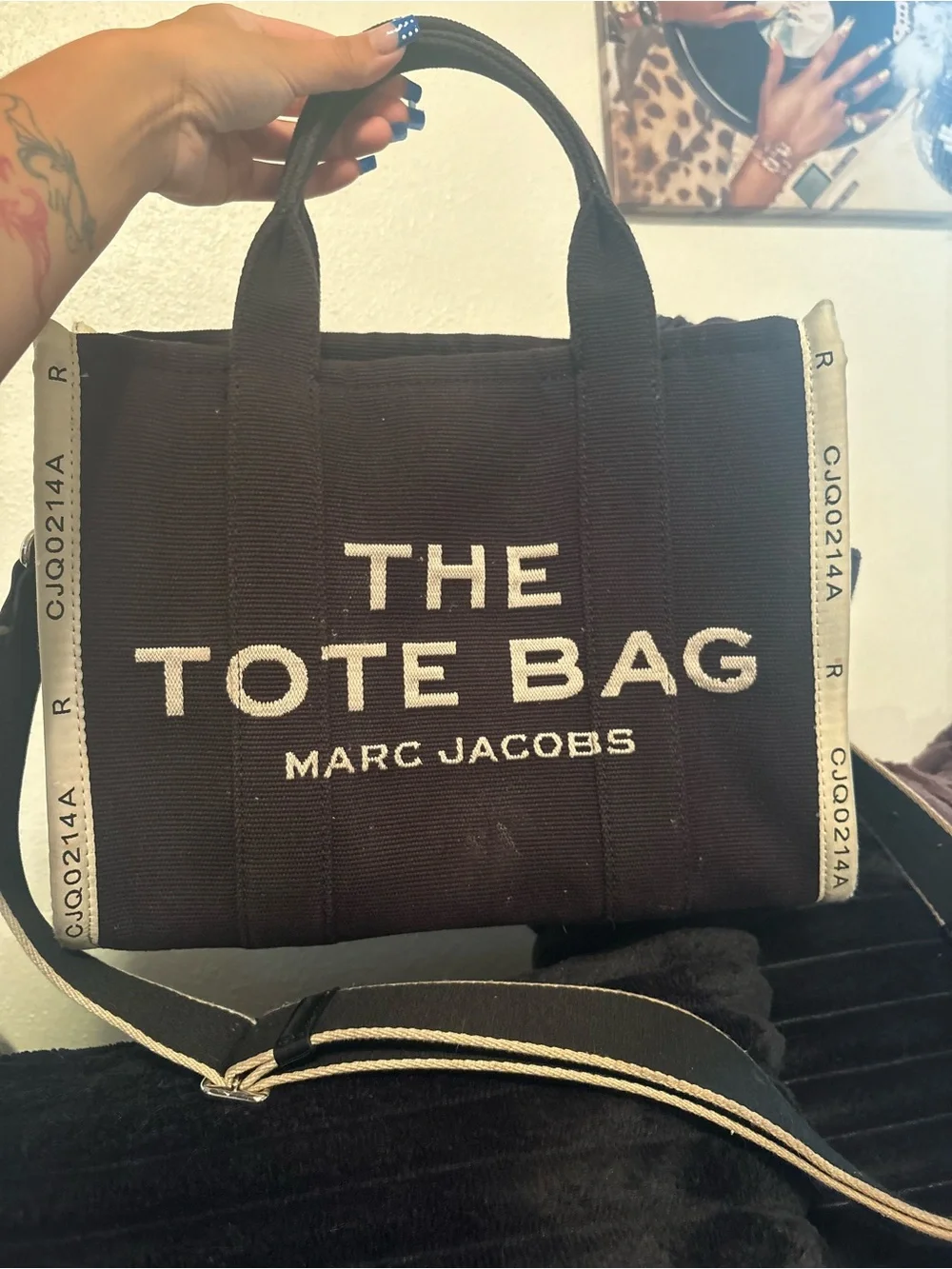 Marc Jacobs Black Canvas 'The Tote Bag' with Cream Trim
